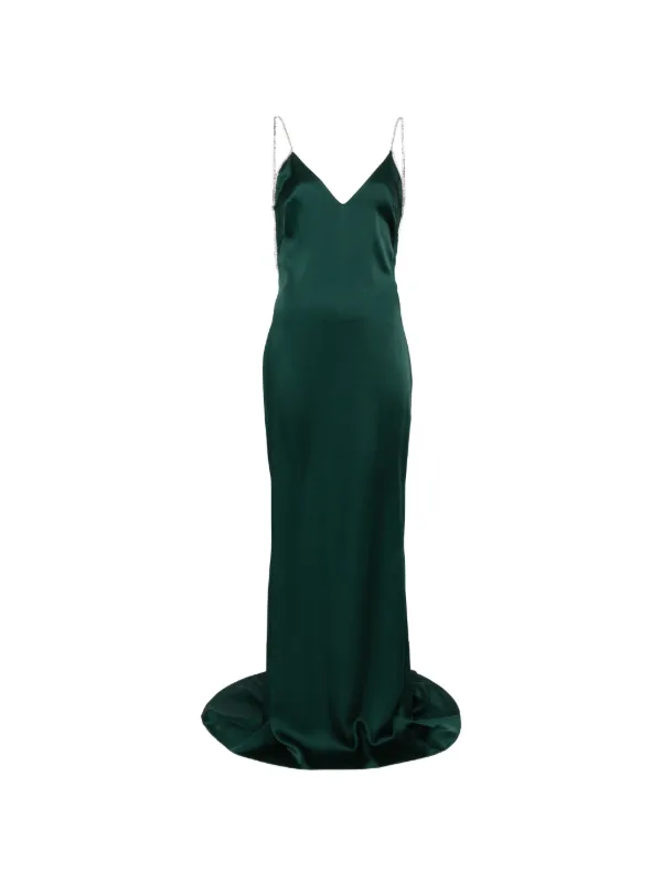 emerald green backless dress TOM FORD crystal-embellished Gown | Velvet dress, long sleeve, Size:18-20/2X Satin dress rec-age Size medium measures 59.50