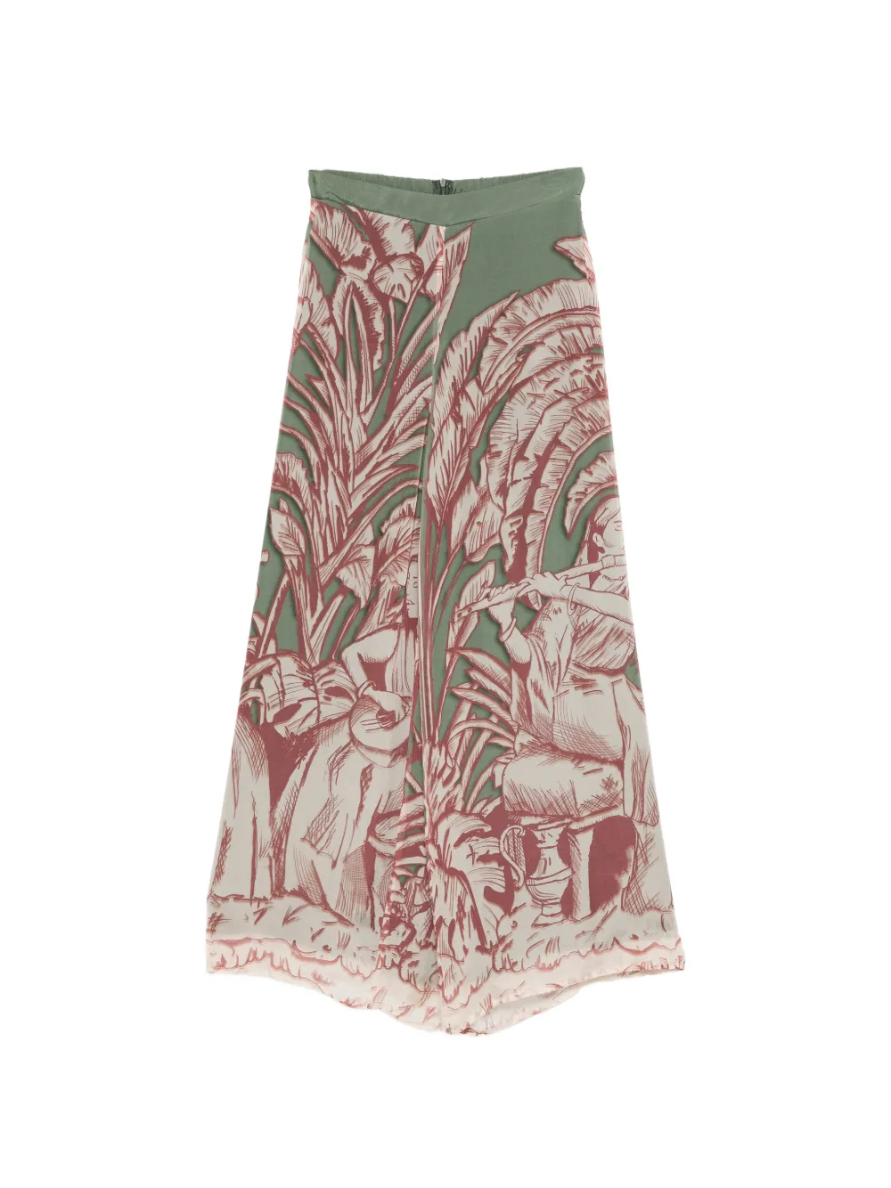 MOUTAKI print-detail wide-leg palazzo pants - Verde