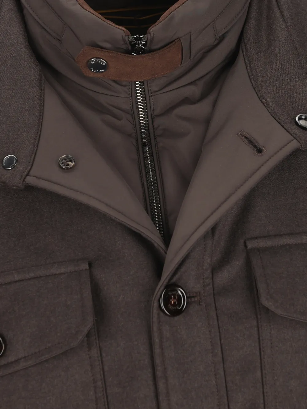 Moorer Button-up jack met zak Bruin