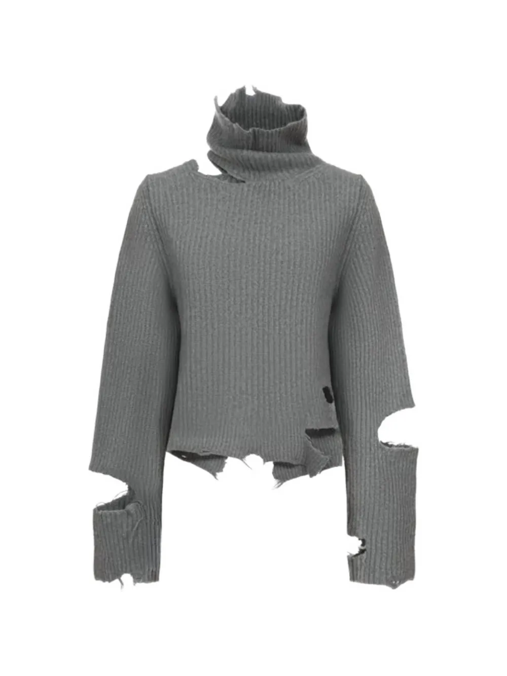 Haikure distressed ribbed-knit sweater - Grau