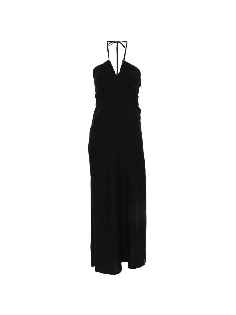 MOUTAKI halter-neck ruched maxi dress - Nero
