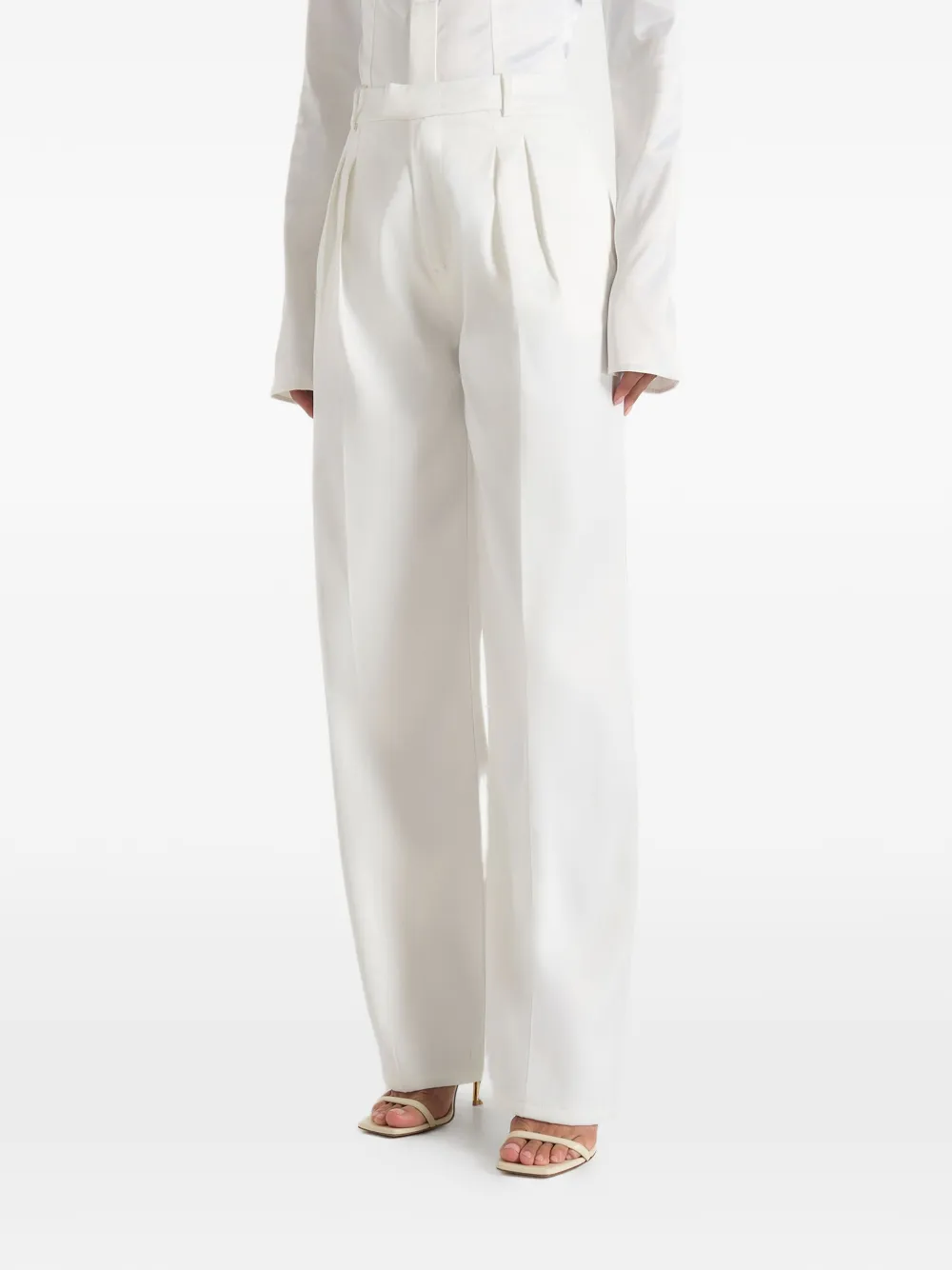 Manière De Voir Julie satin twin-pleat pants - Bianco