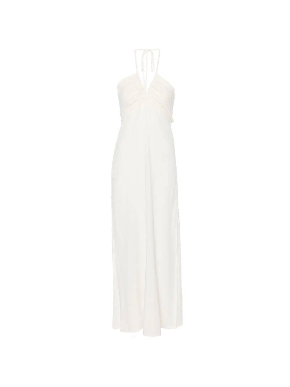 MOUTAKI halter-neck ruched maxi dress - Bianco