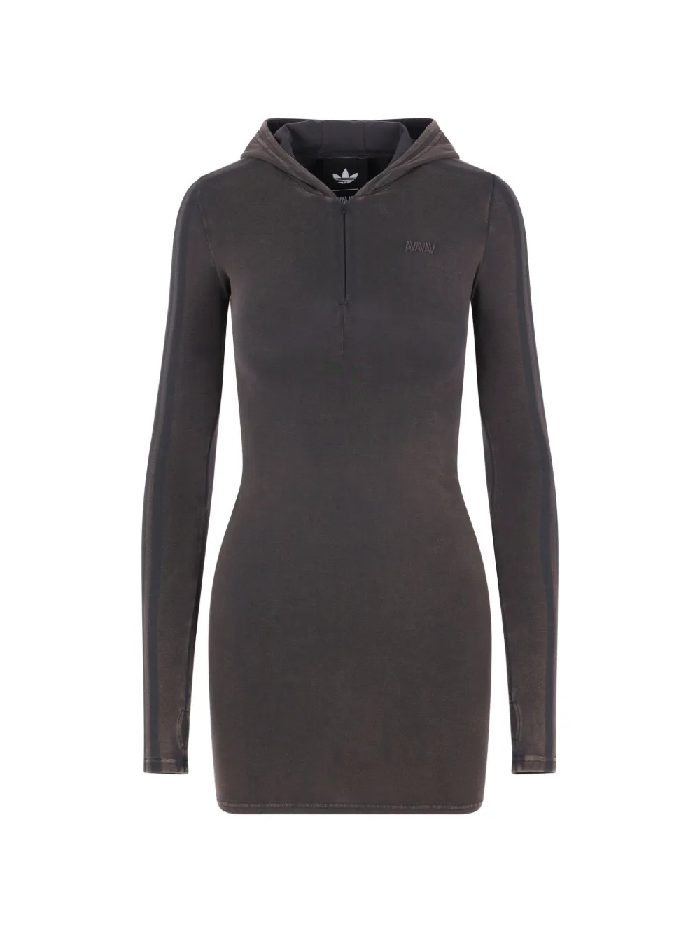 adidas x AVAVAV logo-embroidered hooded mini dress - Grey