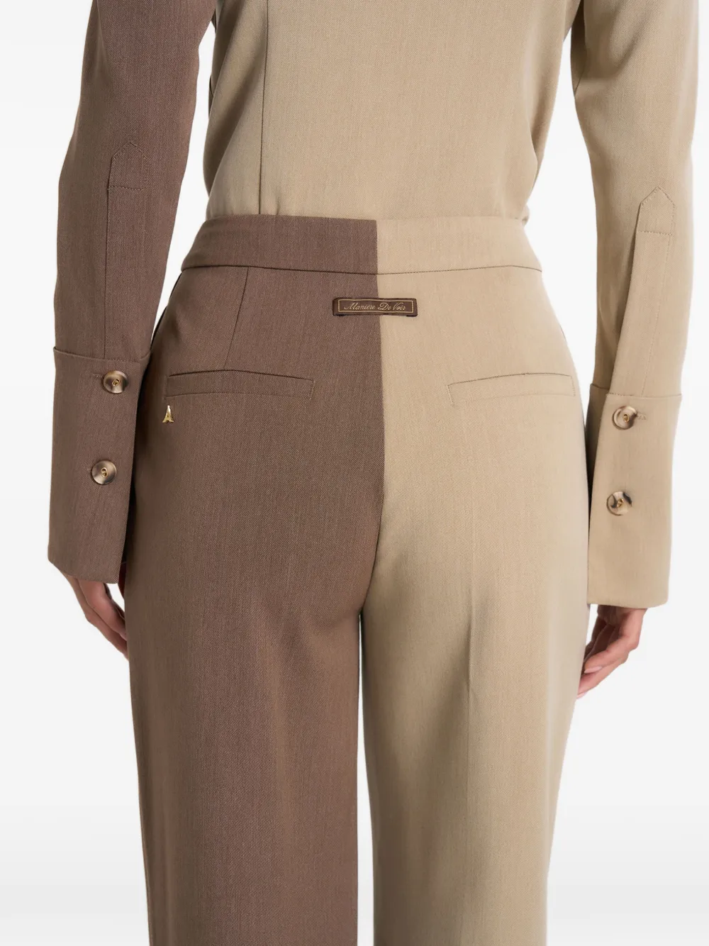 Manière De Voir Julie tweekleurige pantalon Beige