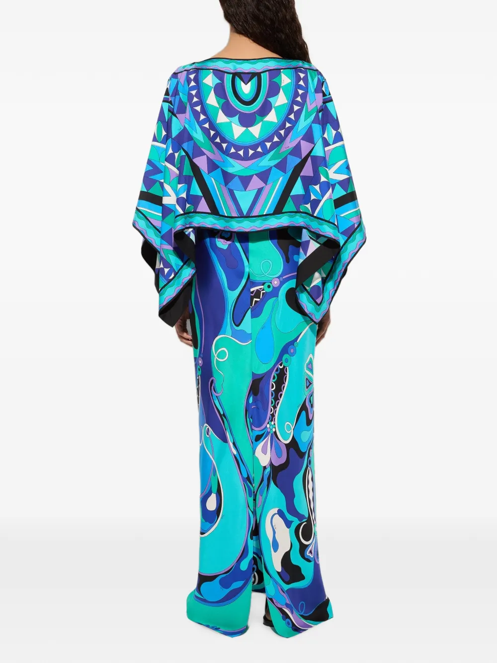 PUCCI Maxi-jurk met geometrische print en cape Blauw