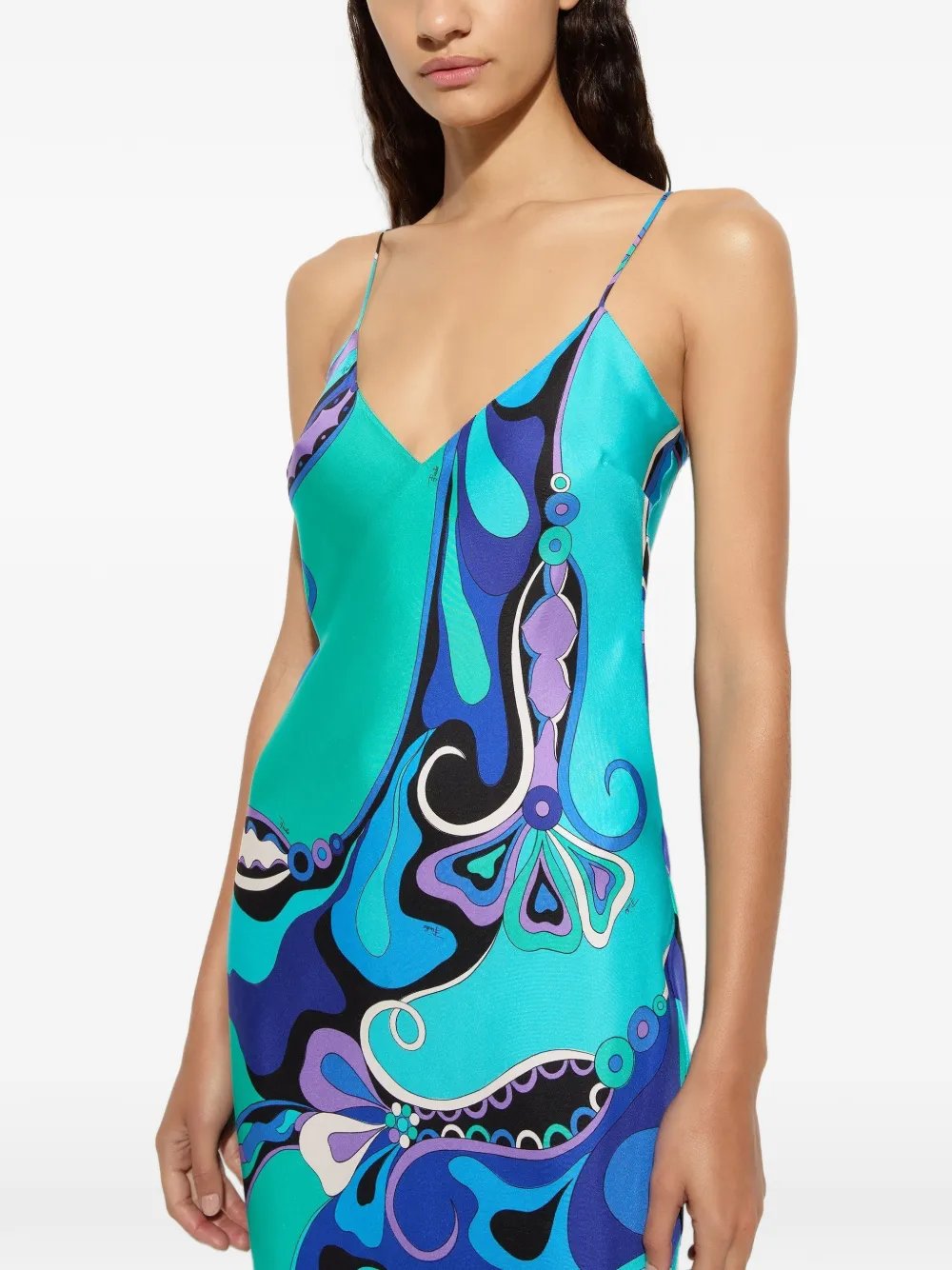 PUCCI geometric-print cape-overlay maxi dress