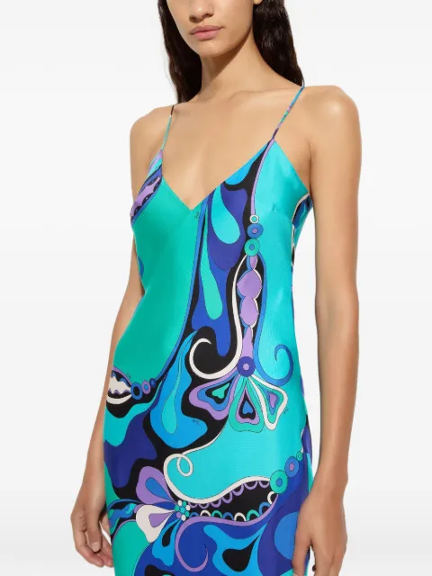 PUCCI geometric-print cape-overlay maxi dress