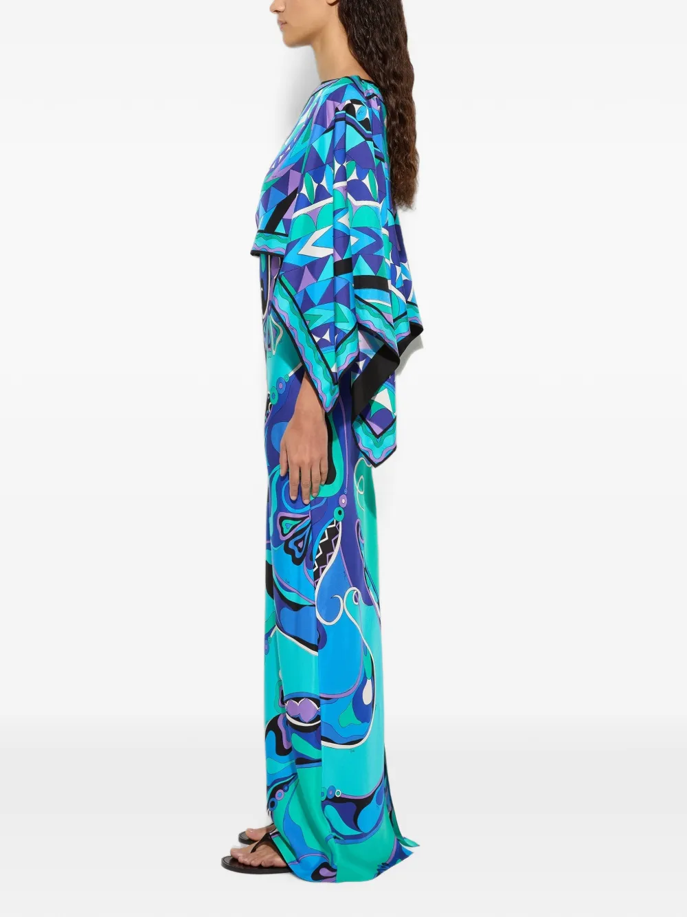 PUCCI Maxi-jurk met geometrische print en cape Blauw