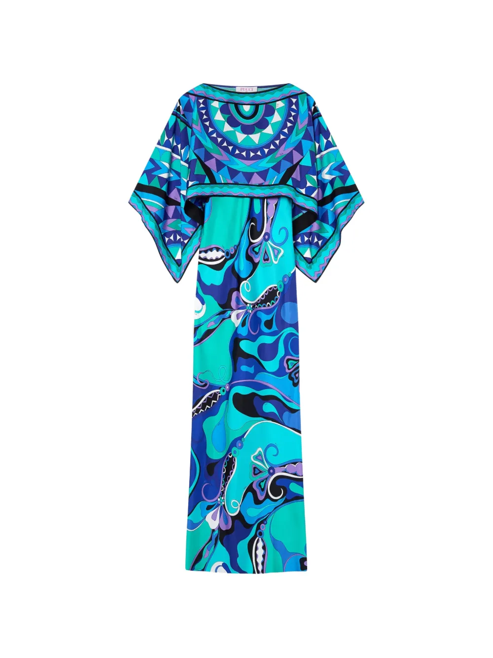 PUCCI geometric-print cape-overlay maxi dress