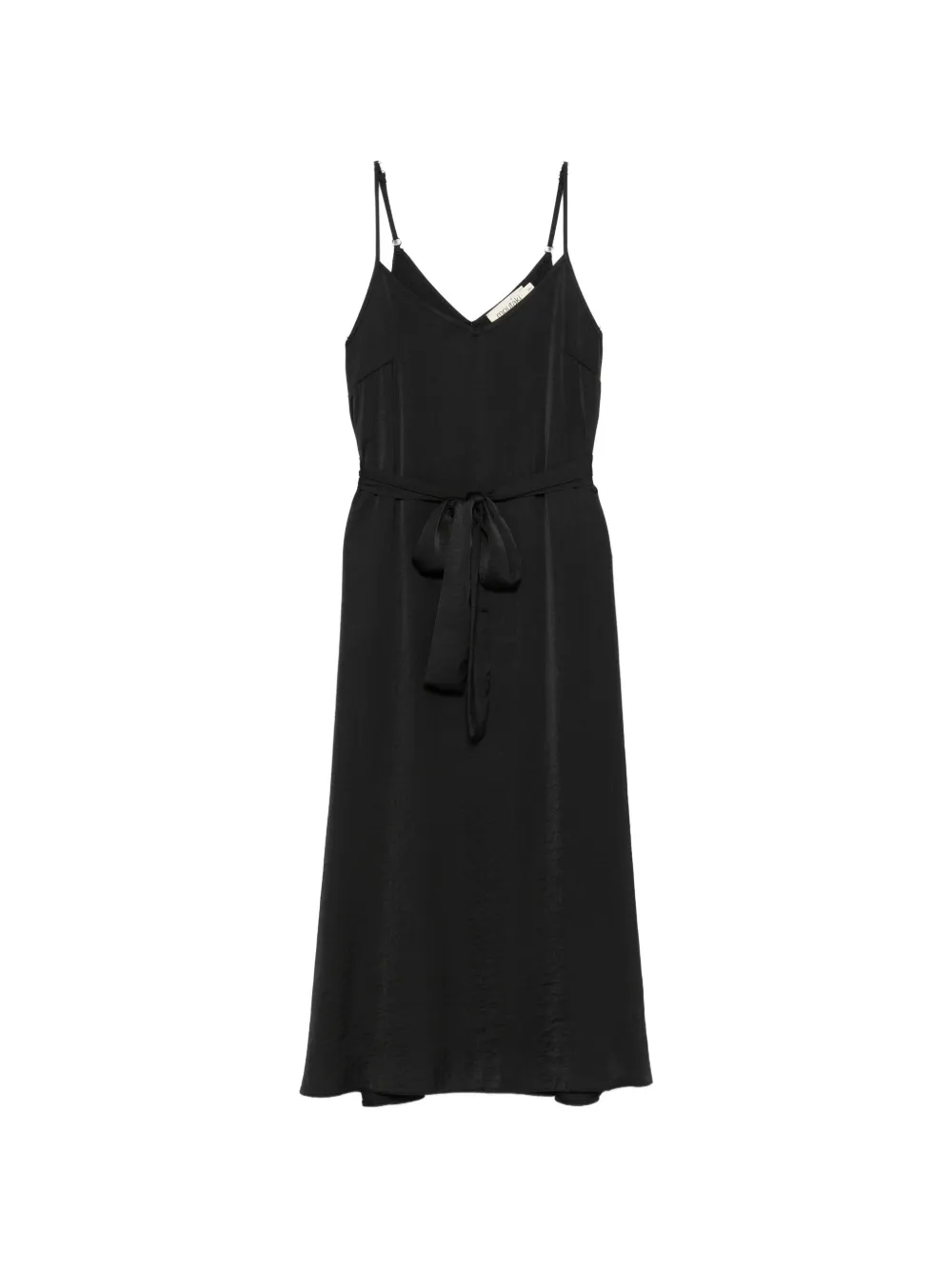MOUTAKI satin-finish belted midi dress - Nero