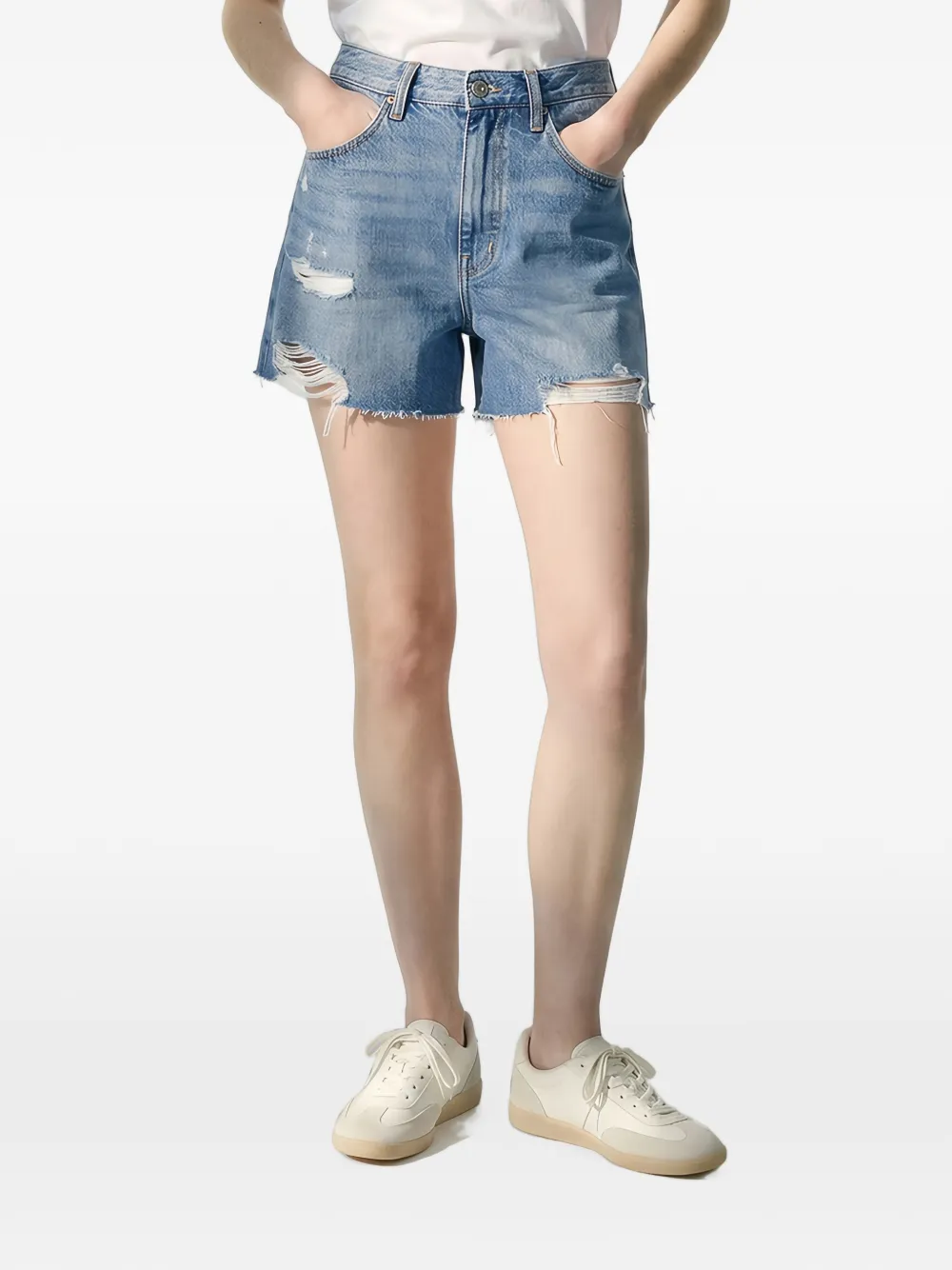 Hey Joanie Gerafelde shorts met franje afwerking Blauw