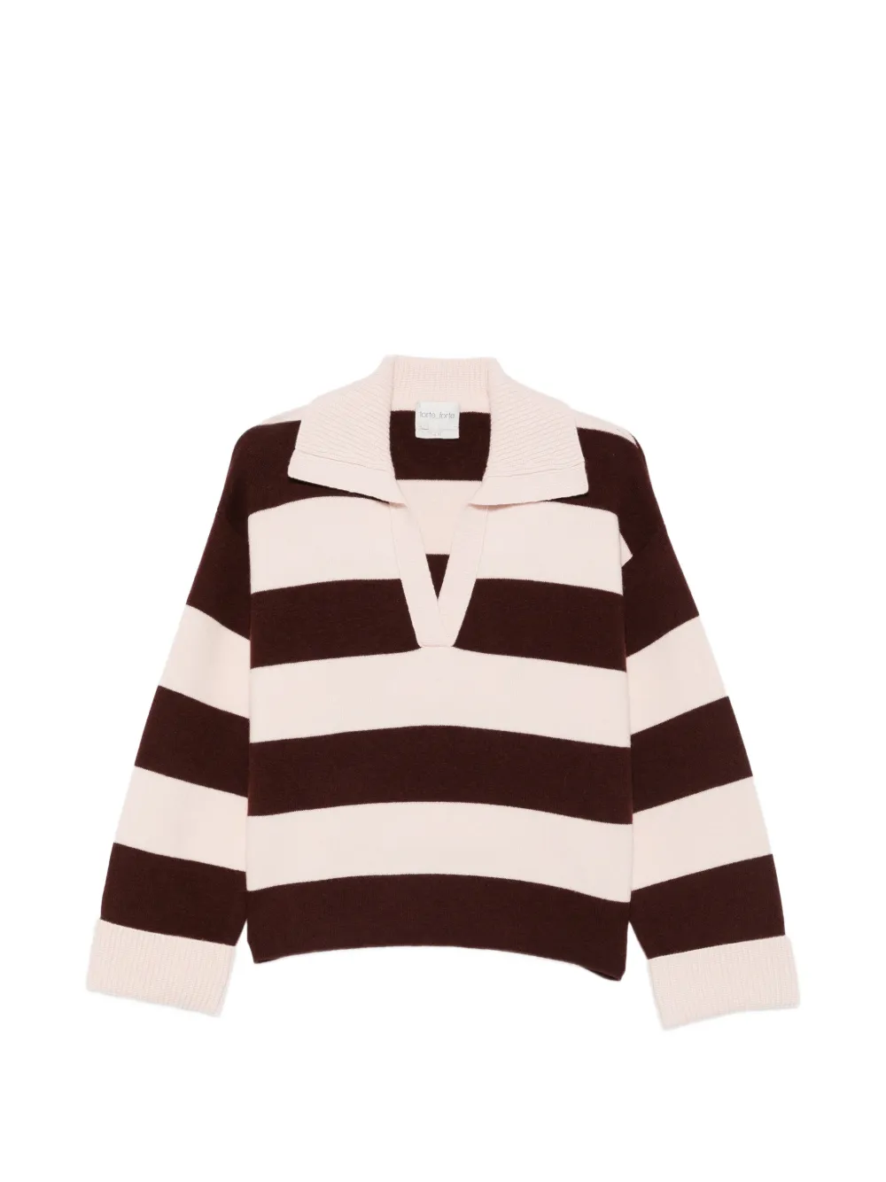 Forte striped polo-collar sweater Roze