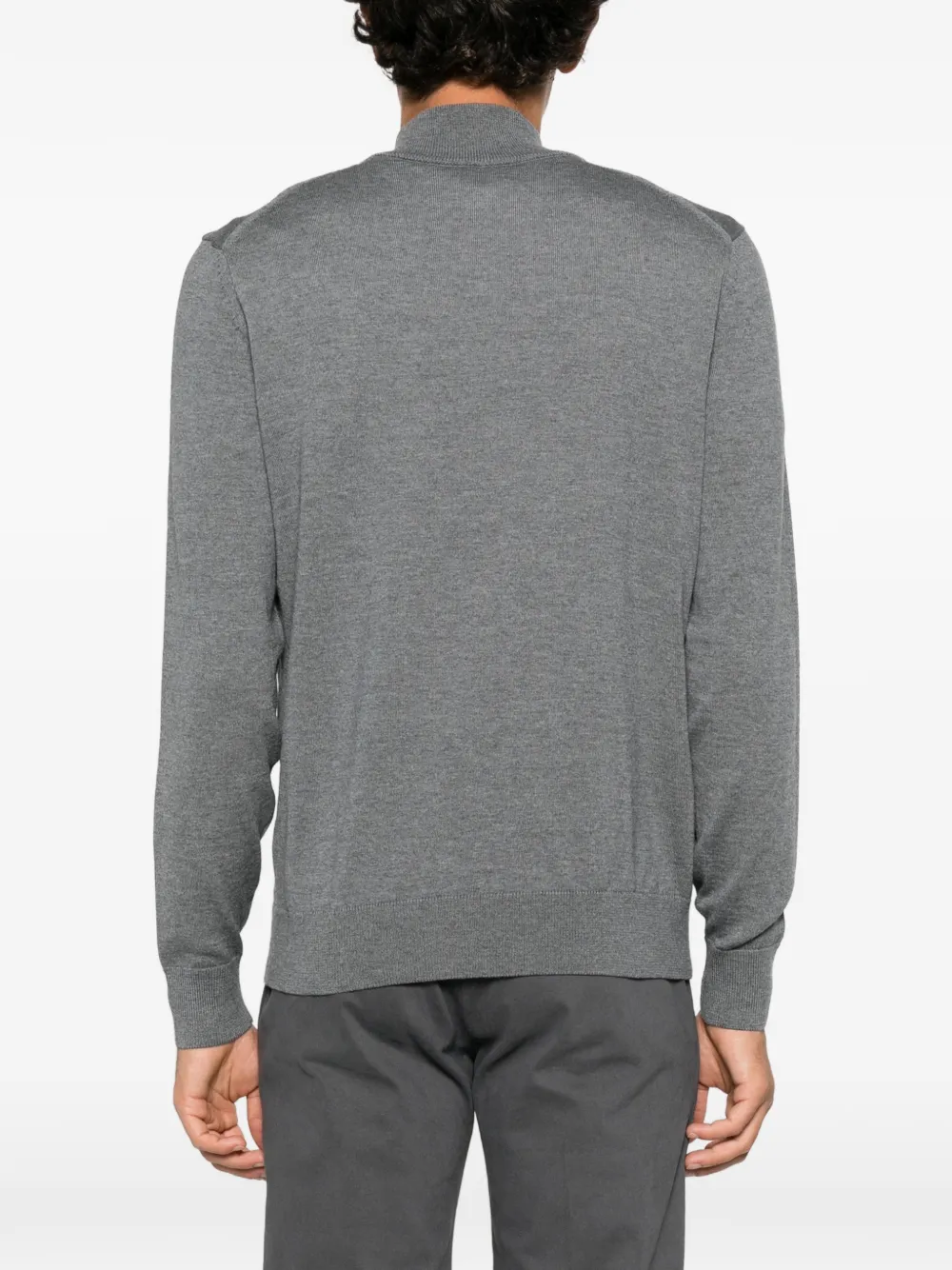 BOSS quarter-zip knitted sweater Grijs