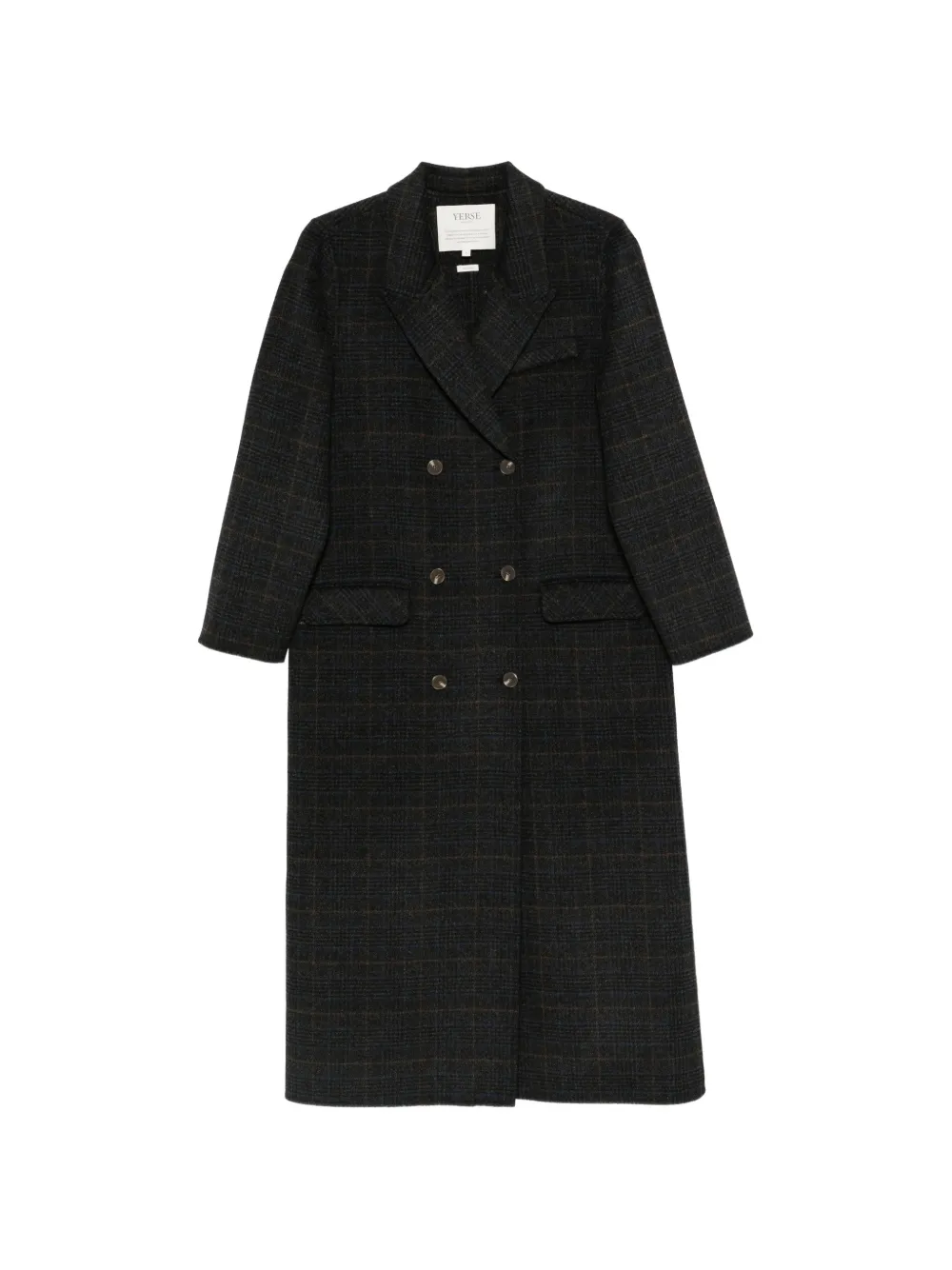 YERSE double-breasted checked coat - Grey