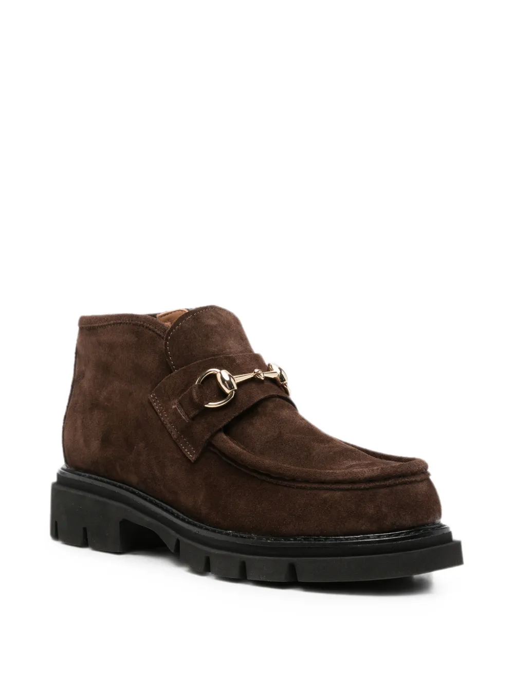 SERGIO MORETTI FIRENZE horsebit-detail suede ankle boots Bruin