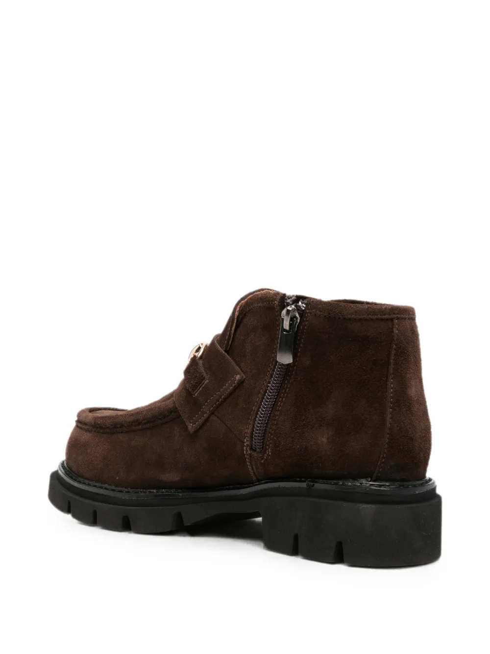 SERGIO MORETTI FIRENZE horsebit-detail suede ankle boots Bruin
