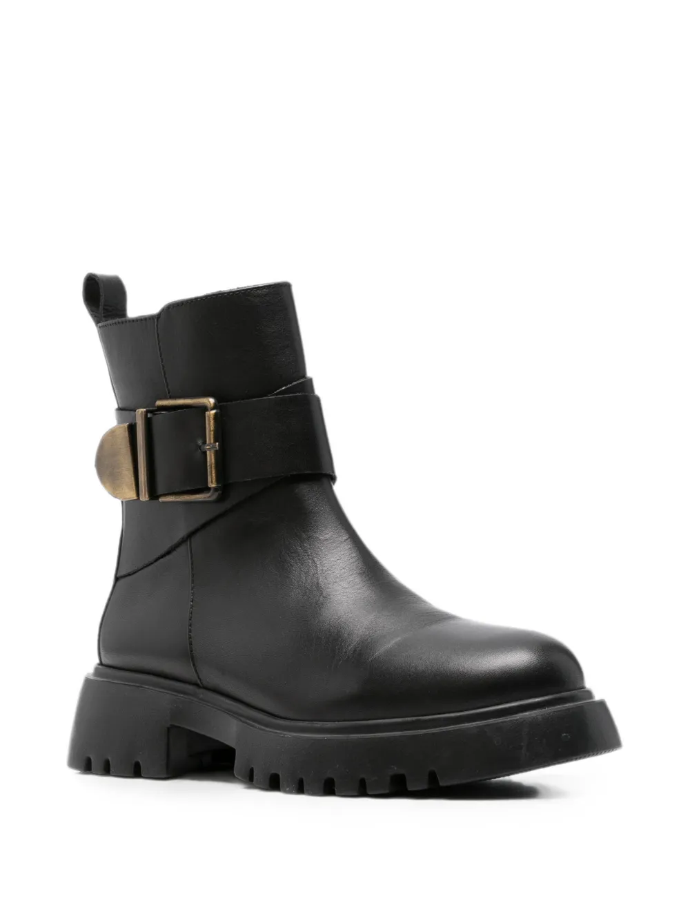 SERGIO MORETTI FIRENZE buckle-strap ankle boots Zwart