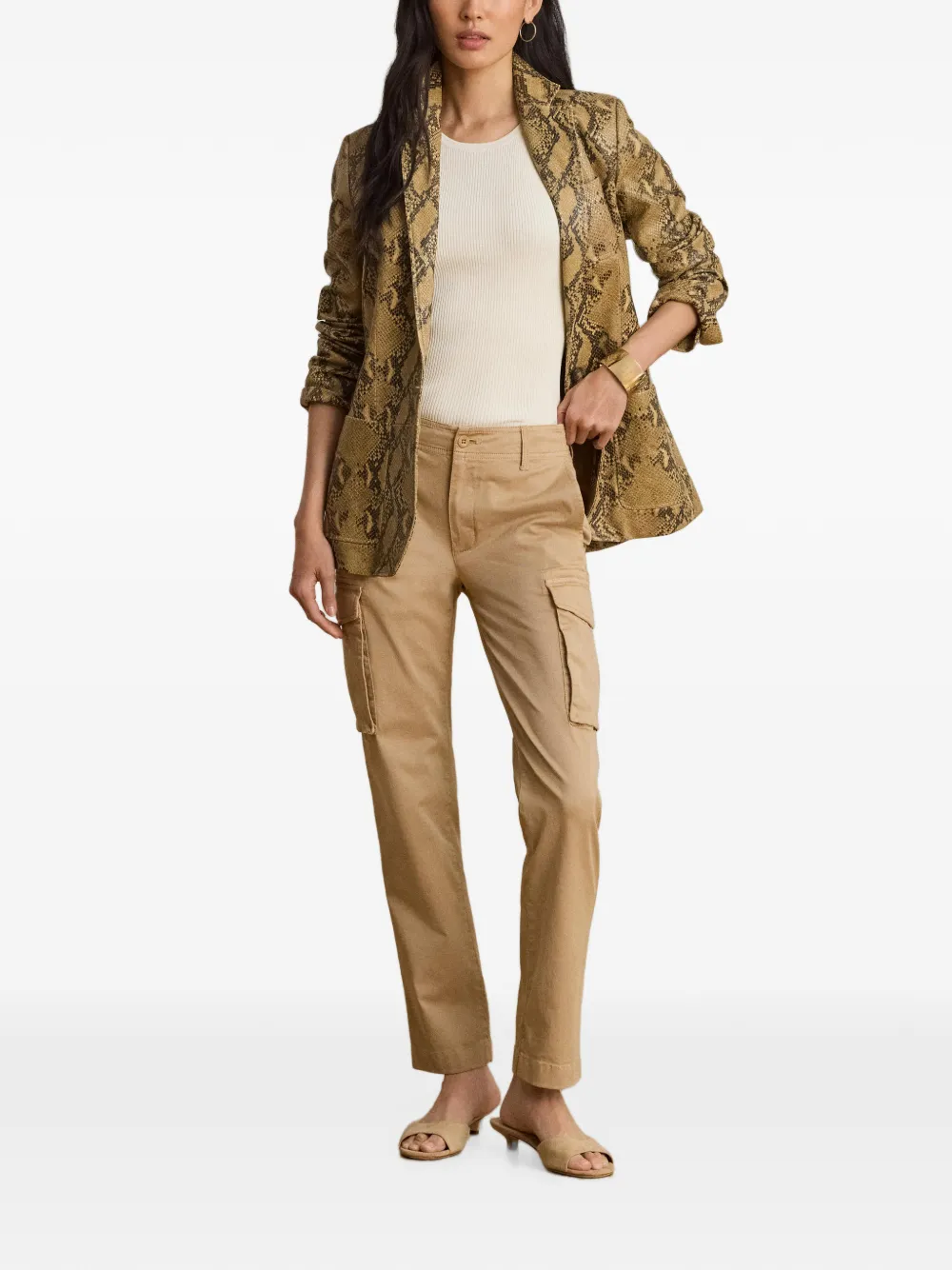 Lauren Ralph Lauren Chino cropped cargo broek Beige