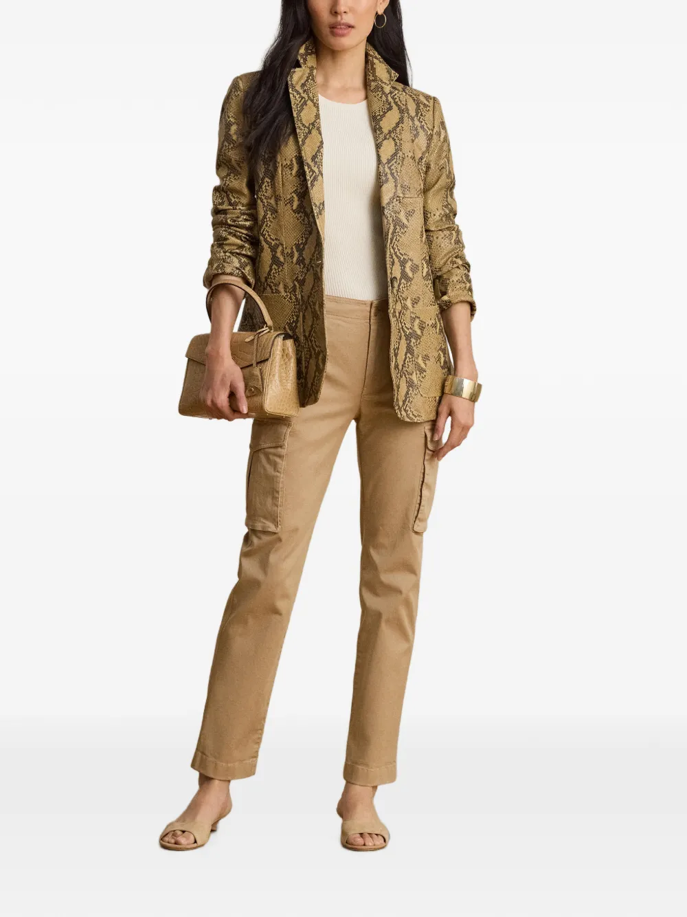 Lauren Ralph Lauren Chino cropped cargo broek Beige