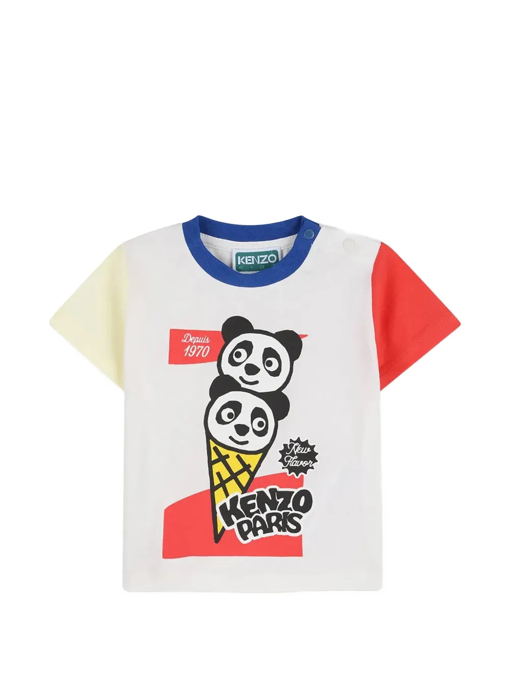 Kenzo Kids graphic-print colour-block T-shirt - Bianco