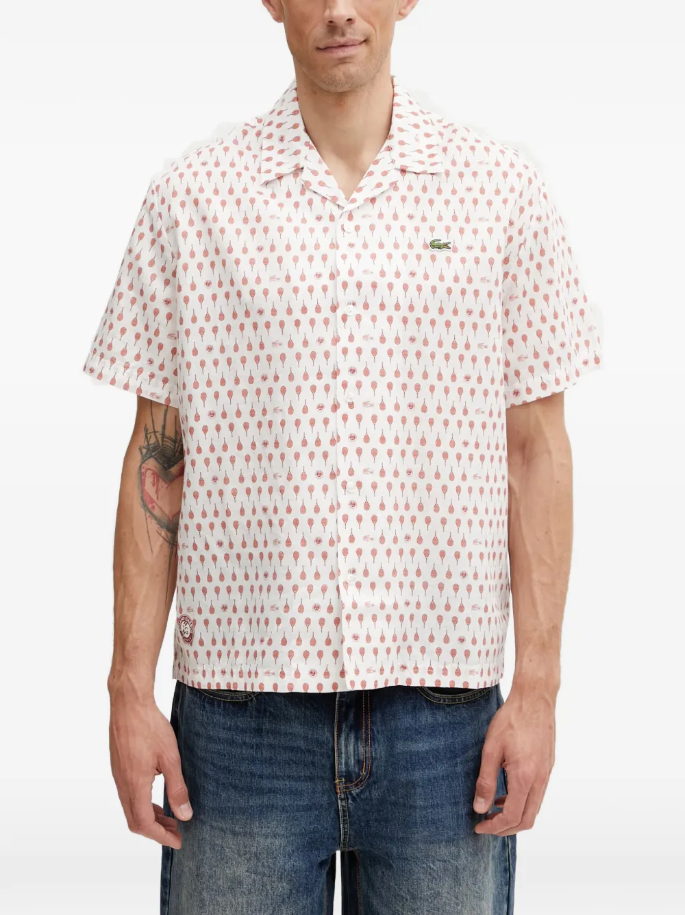 Lacoste X Roland Garros Tennis-racket-print Shirt In Multi