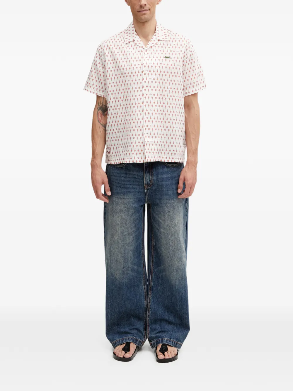 Lacoste x Roland Garros overhemd met print Wit