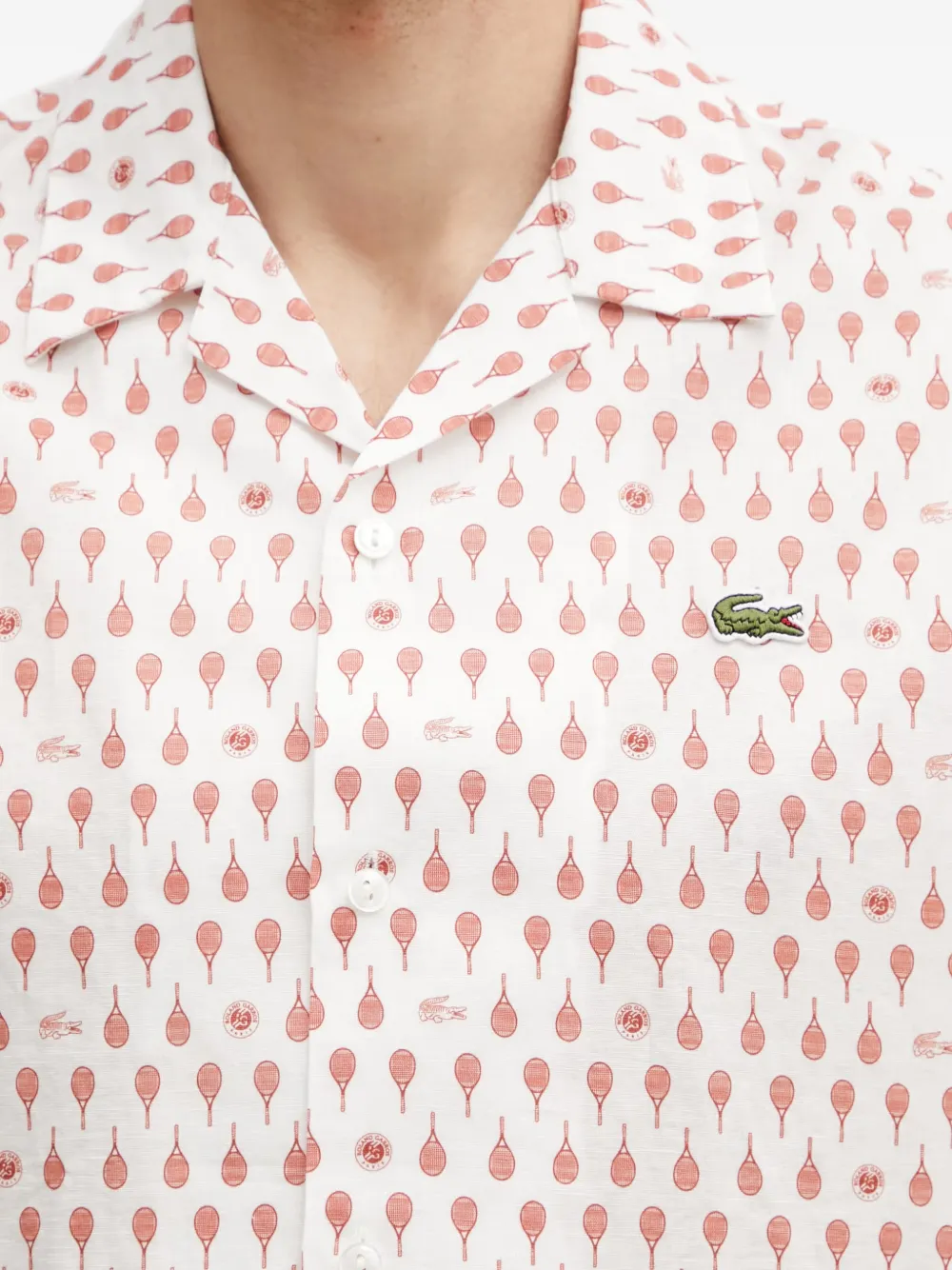 Lacoste x Roland Garros overhemd met print Wit
