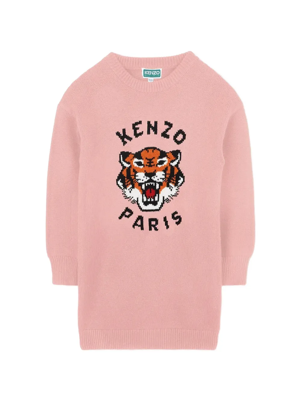 Kenzo Kids Gebreide jurk met tijger-patroon Roze