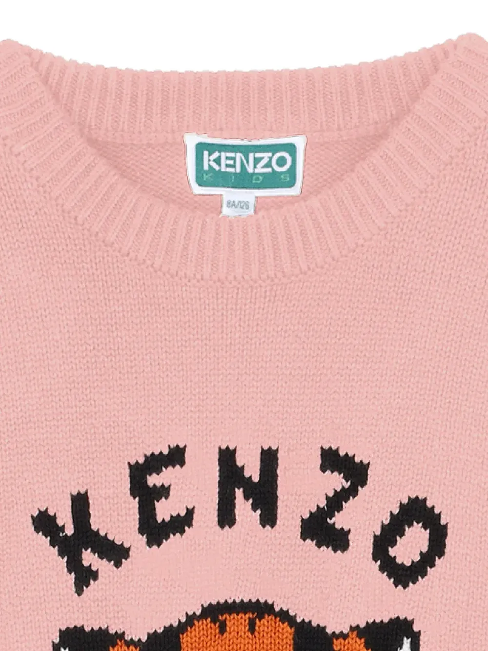 Kenzo Kids Gebreide jurk met tijger-patroon Roze