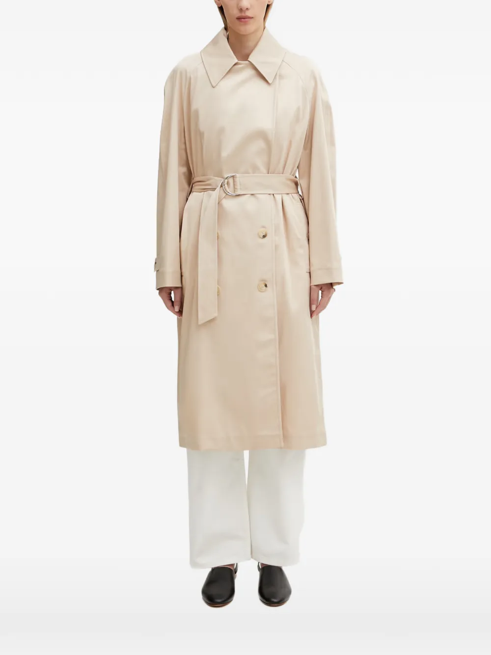 Lacoste double-breasted belted trench coat - Nude
