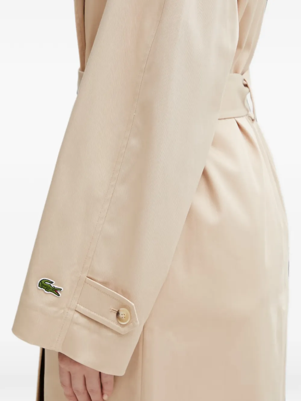 Lacoste Trenchcoat met dubbele rij knopen en ceintuur Beige