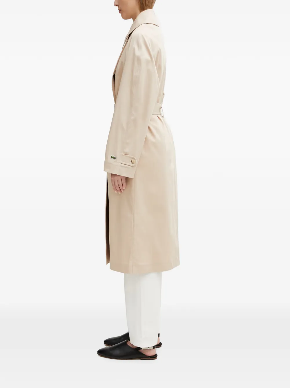 Lacoste Trenchcoat met dubbele rij knopen en ceintuur Beige