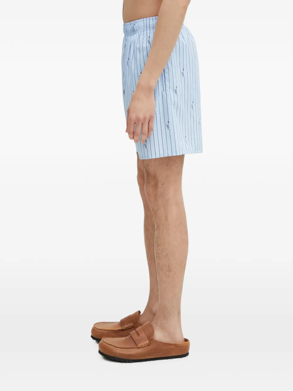 Lacoste Gestreepte zwembroek met logopatch Blauw