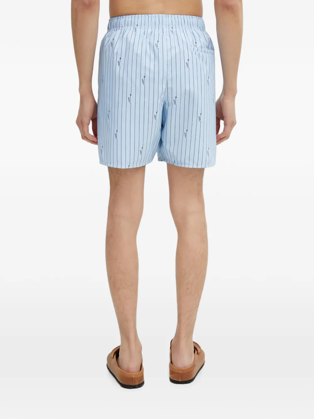 Lacoste Gestreepte zwembroek met logopatch Blauw
