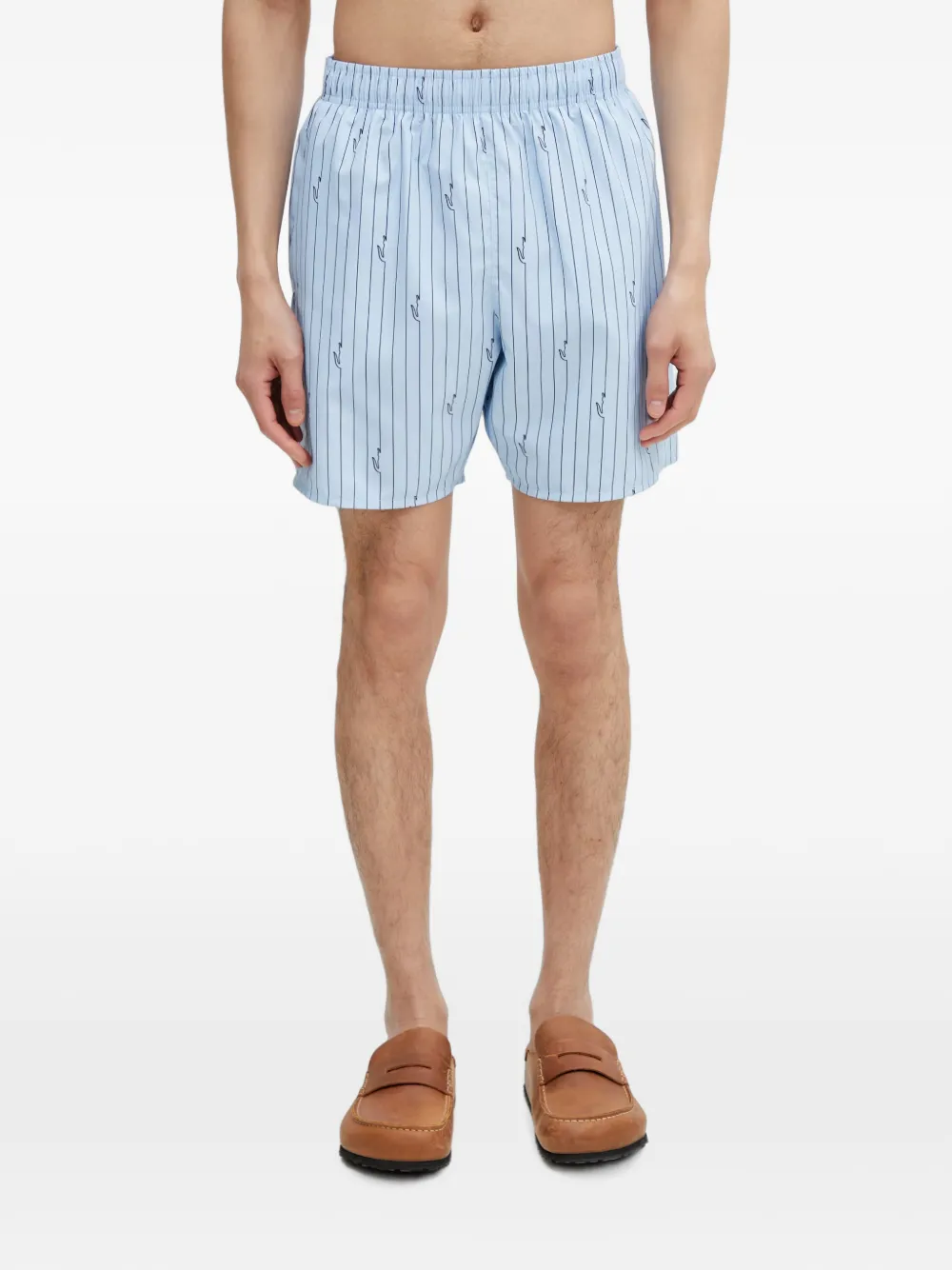 Lacoste Gestreepte zwembroek met logopatch Blauw