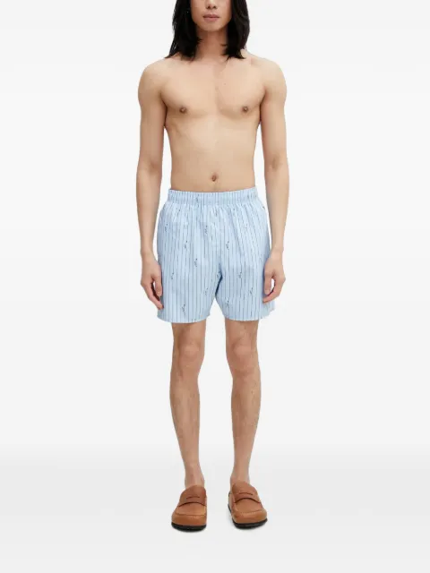 Lacoste striped logo-patch swim shorts