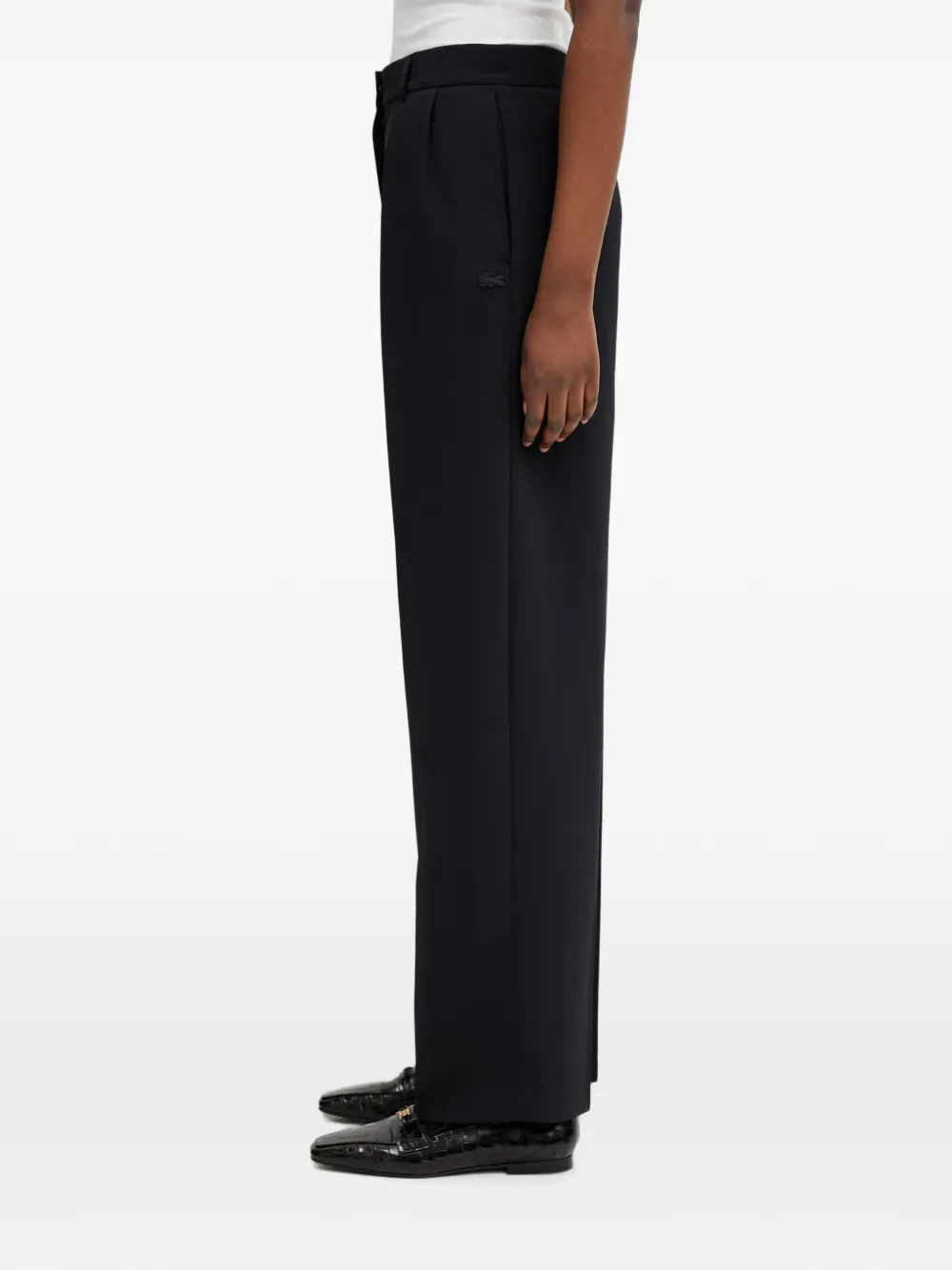 Lacoste Geplooide broek met logopatch Blauw