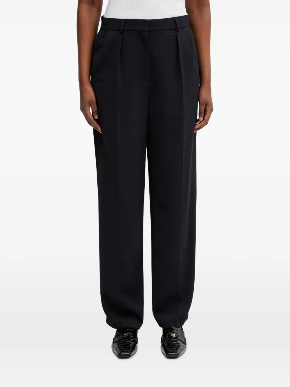Lacoste pleated logo-patch trousers - Blu