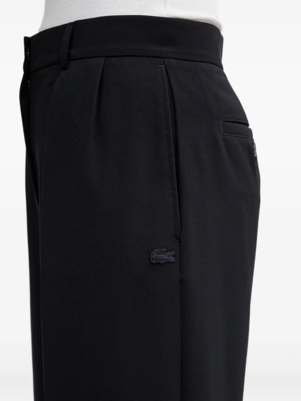 Lacoste Geplooide broek met logopatch Blauw
