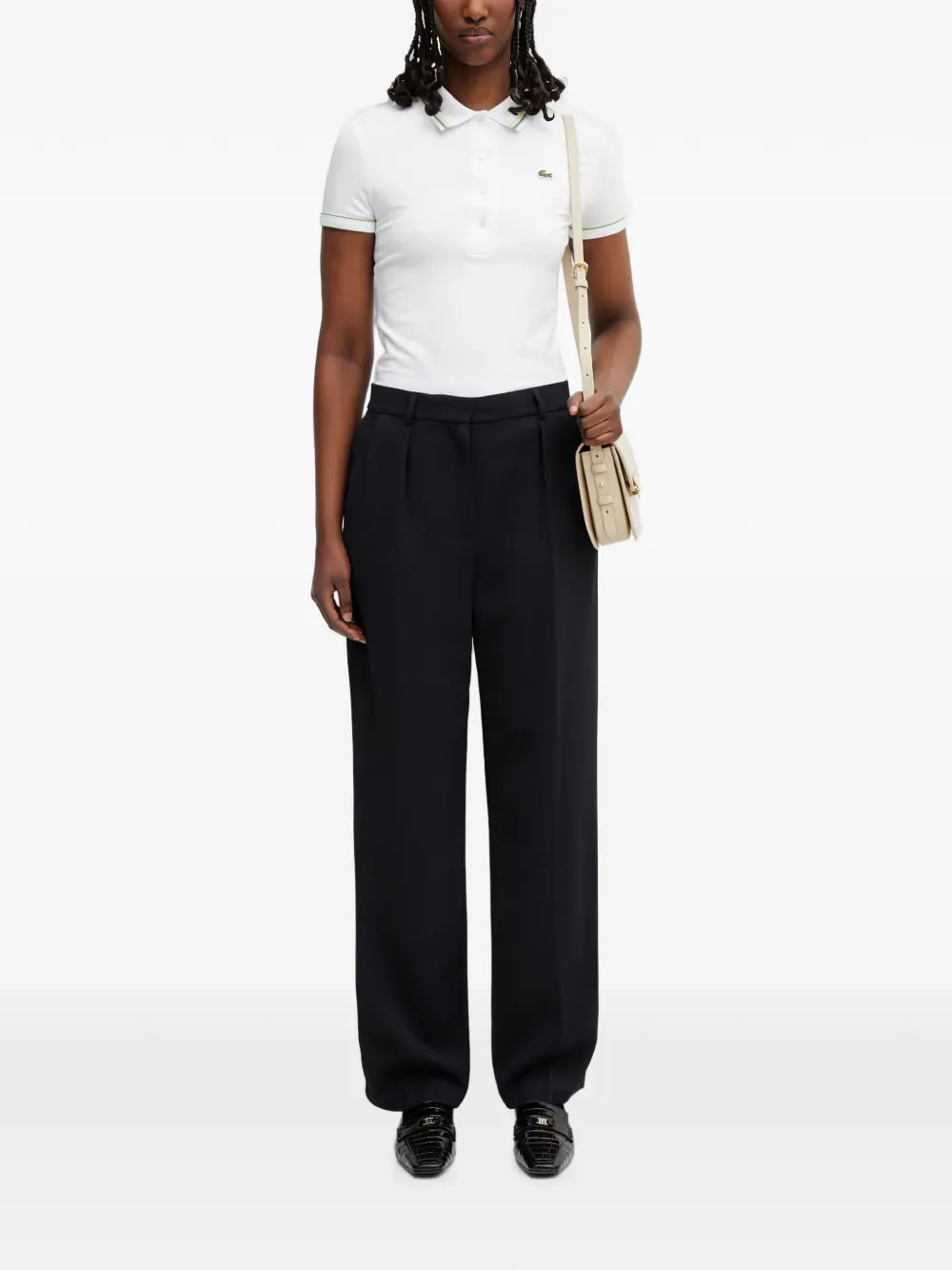 Lacoste Geplooide broek met logopatch Blauw