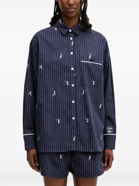 Lacoste pinstriped embroidered shirt