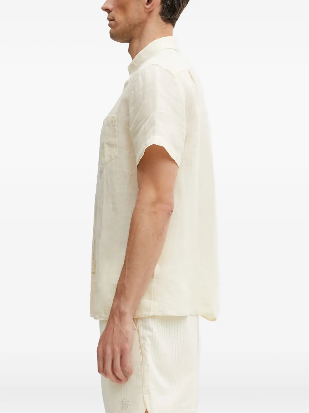 Lacoste Overhemd met logopatch en korte mouwen Beige