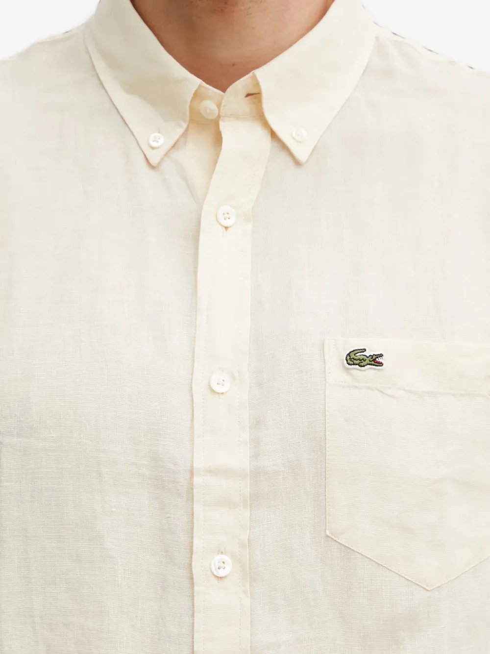 Lacoste Overhemd met logopatch en korte mouwen Beige
