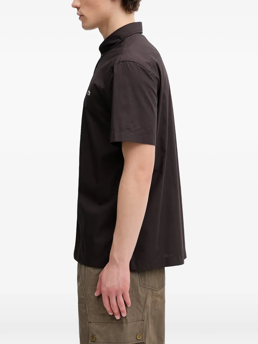 Lacoste Overhemd met logopatch en korte mouwen Bruin