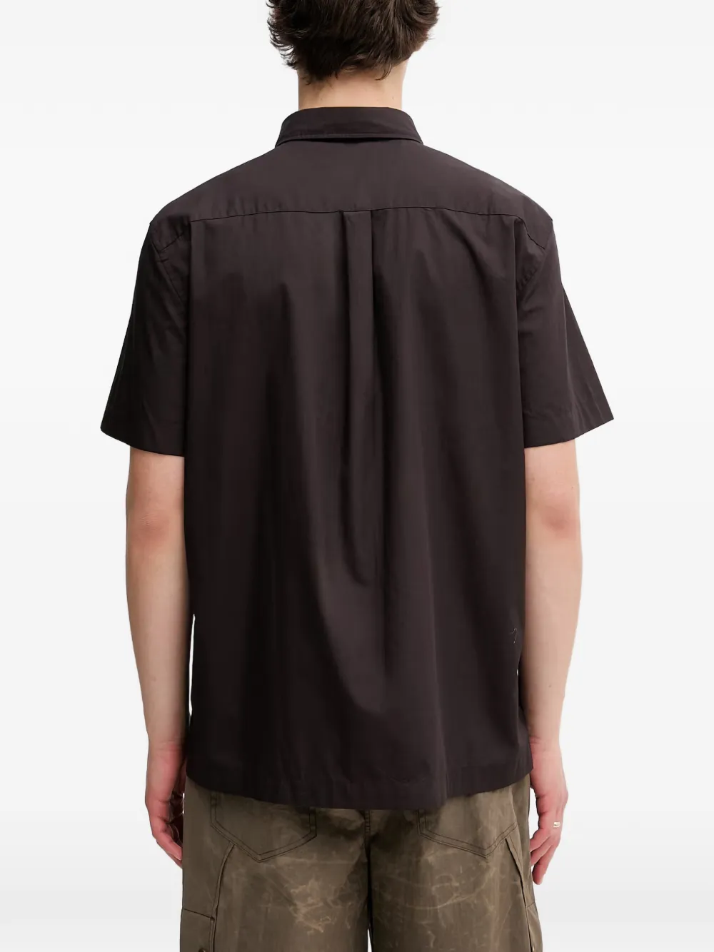 Lacoste Overhemd met logopatch en korte mouwen Bruin