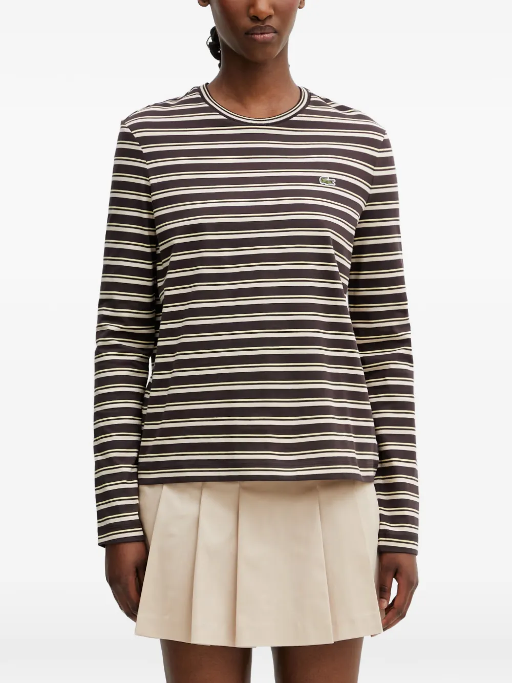 Lacoste striped long-sleeve T-shirt - Marrone