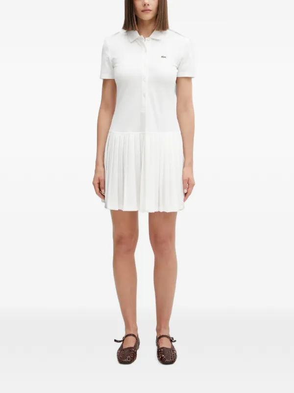 Lacoste pleated-skirt Polo Mini Dress | White | FARFETCH