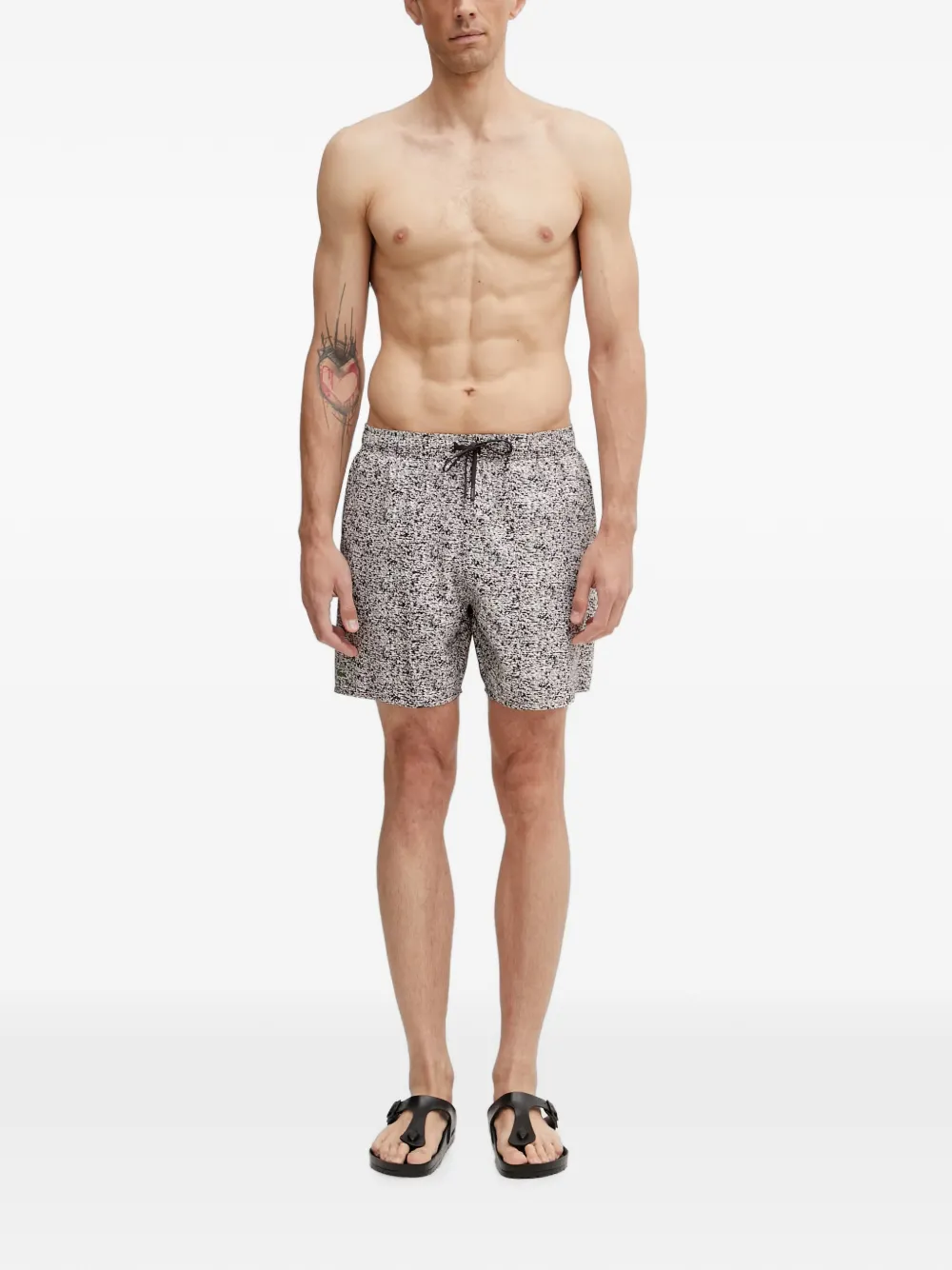 Lacoste Zwembroek met abstracte print Wit