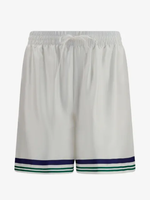 Casablanca Hotel Emblem striped silk shorts